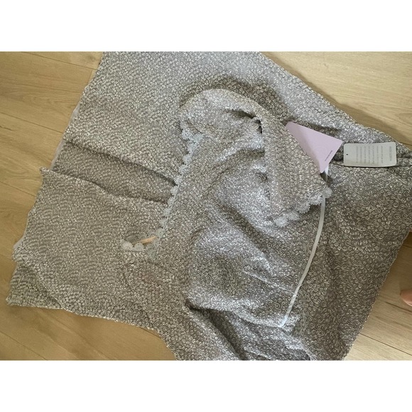 NWT JS Collections Metallic Scalloped Evening Dress maxi Long Sleeves Size 8 - Picture 8 of 9